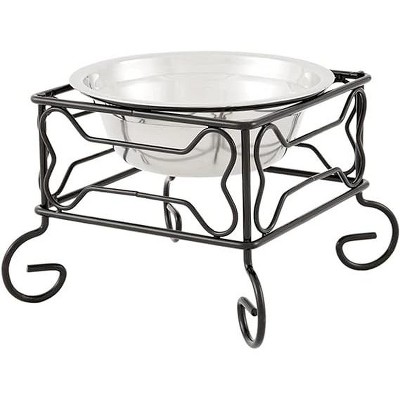 YML 5-Inch Wrought Iron Stand with Single Stainless Steel Feeder Bowl