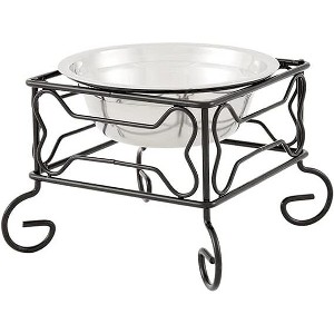 YML 5-Inch Wrought Iron Stand with Single Stainless Steel Feeder Bowl - 1 of 4