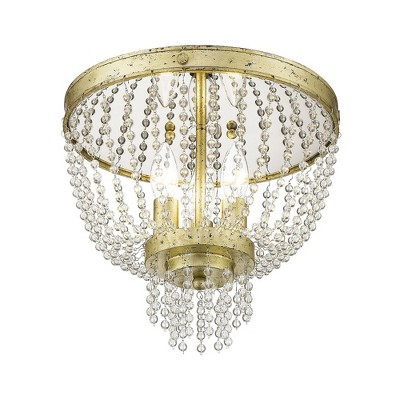Winter Gold 3-Light Crystal Flush Mount for Indoor/Outdoor