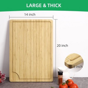 Oversized Bamboo Cutting Board for Kitchen, Chopping Board with Juice Groove, Reversible Butcher Block Charcuteries Cheese Serving Tray - 1 of 4