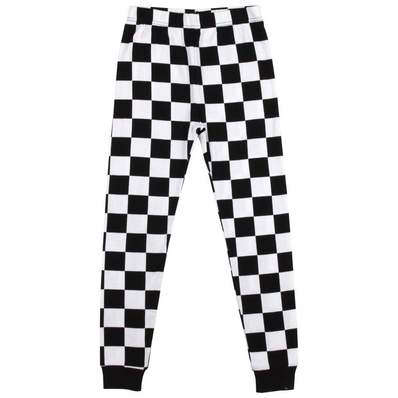 Epic Gamer Youth Boy's Black & White Checkered Long Sleeve Shirt & Sleep Pants Set, 4 of 5