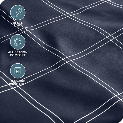 Twin XL Modern Plaid Midnight Microfiber Sheet Set