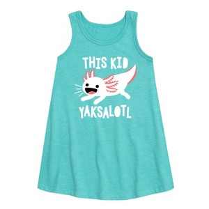 Girls' - Instant Message - This Kid Yaksalotl Graphic Sleeveless Aline Dress - 1 of 4
