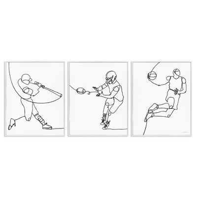 Stupell Industries Simple Line Doodle Playing Sports, 24" x 30"