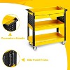 SILVEL 3 Tier Rolling Tool Cart Yellow Black Lockable Drawer 450LBS Heavy Duty Utility Cart with Wheels Garage Workshop Warehouse Repair Shop - 4 of 4