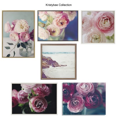 22x22 White Floral Canvas Print with Polystyrene Frame