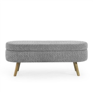COWLOWN Ottoman Storage Bench with Rubber Wood Legs, Multi-Functional Footrest & Seat with Hidden Storage - 1 of 4