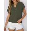 Women's Short Sleeve Henley Top V Neck Loose Fit Flowy Blouse Summer Casual Dressy Shirts Dressy Clothes - 4 of 4