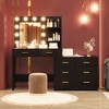 61" Make Up Vanity Desk with Mirror and Lights, White Vanity with 8 Wide Storage Drawers & 2 Tier Shelves - 3 of 4