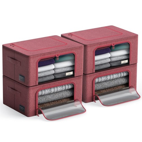 Sorbus 4 Pack Small Foldable Storage Box - Metal Frame, Oxford Fabric, Large Window & Handles - Organization for Bedroom, Linens & Clothes (Pink) Sorbus 4 Pack Small Foldable Storage Box - Metal Frame, Oxford Fabric, Large Window & Handles - Organization for Bedroom, Linens & Clothes (Pink)