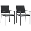 vidaXL 3 Piece Patio Dining Set with Cushions in Black, Outdoor Poly Rattan and Steel Furniture for Garden, Patio - Includes Table and Chairs - 4 of 4