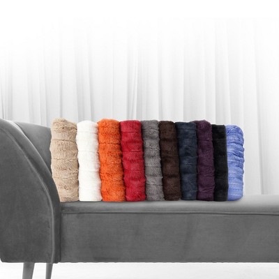 Maroon Reversible Faux Fur and Microplush Throw Blanket