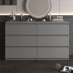 Resenkos Storage Dresser Furniture Unit, 6 Drawer Tall Standing Organizer for Bedroom, Closet - Grey Gray - 1 of 4
