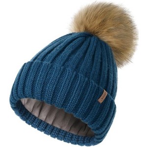 ZUPPAD Womens Winter Beanie Hat Fleece Lined Faux Fur Pom Pom Knitted Warm Beanie for Women Hats 1 Pack - 1 of 4
