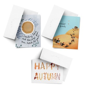 Sending Love, Happy Autumn, Thankful for my Family Fall/Autumn Greeting Card Pack Sets (3 ct, Assorted) by Ramus & Co - 1 of 4