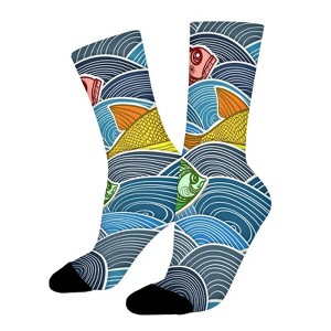 Group Of Ornate Colorful Fishes Women Printed Crew Socks Funny Funky Socks Soft Polyester Novelty Gifts for Artists Men - 1 of 1