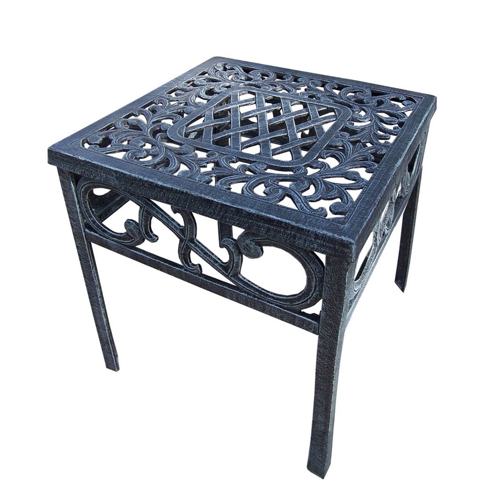 Photos - Coffee Table Mississippi 17" Outdoor Cast Aluminum Square Table - Gray - Oakland Living