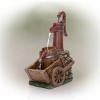 24" Vintage Red Metal Water Pump & Stone Wheelbarrow Fountain - Alpine Corporation: Electric, Weather-Resistant - 4 of 4