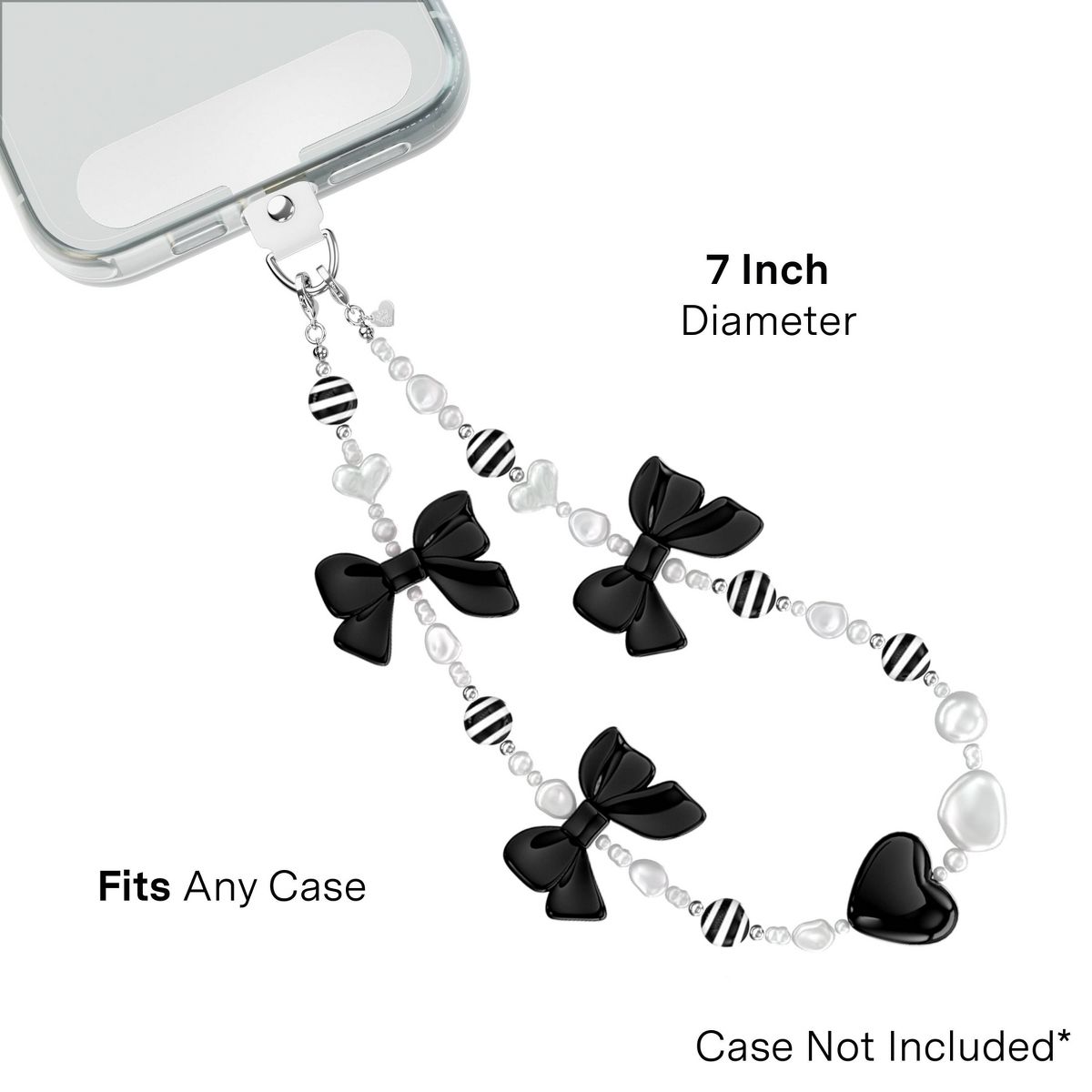 Velvet Caviar Phone Charm Wristlet - Gothic Black Bows - thumbnail 3