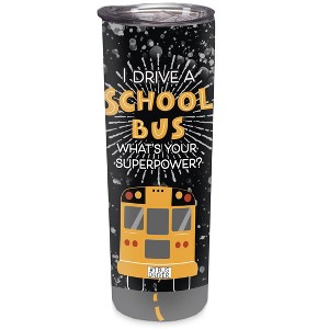 Elanze Designs Drive School Bus Superpower Grey Splatter 20 ounce Stainless Steel Travel Tumbler - 1 of 4