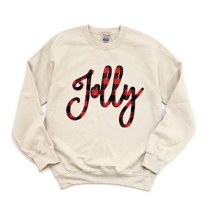 Simply Sage Market Women's Graphic Sweatshirt Jolly Plaid - 1 of 4