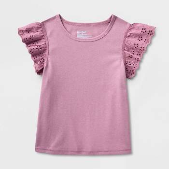 Toddler Girls' Adaptive Short Sleeve Eyelet T-Shirt - Cat & Jack™ Light Purple