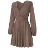Coolmee Women's Dresses Wrap V-Neck Casual Ruffle Long Sleeve A-Line Mini Dress - 3 of 4