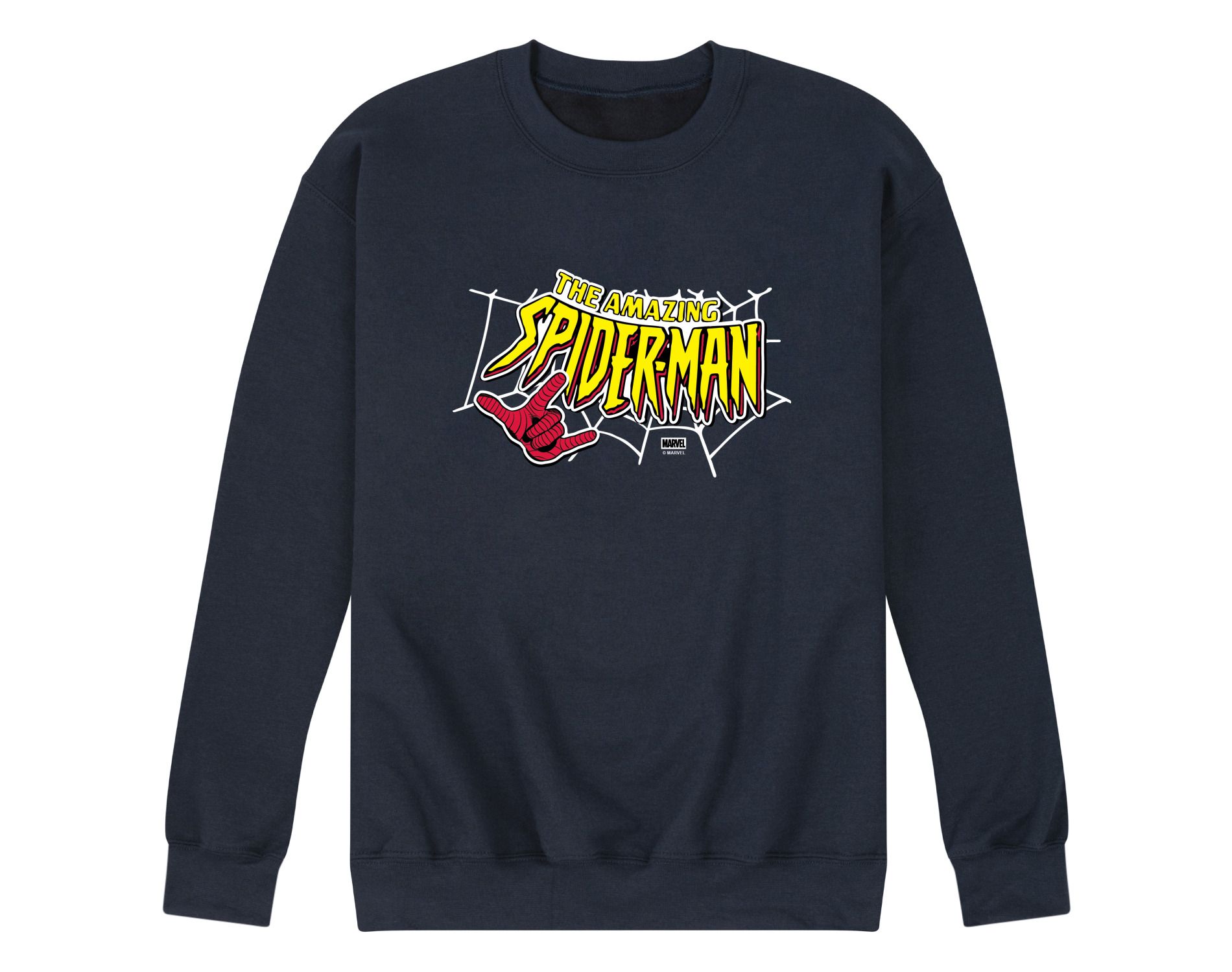 Men's Marvel Spiderman Logo Graphic Fleece Sweatshirt - Navy - Small