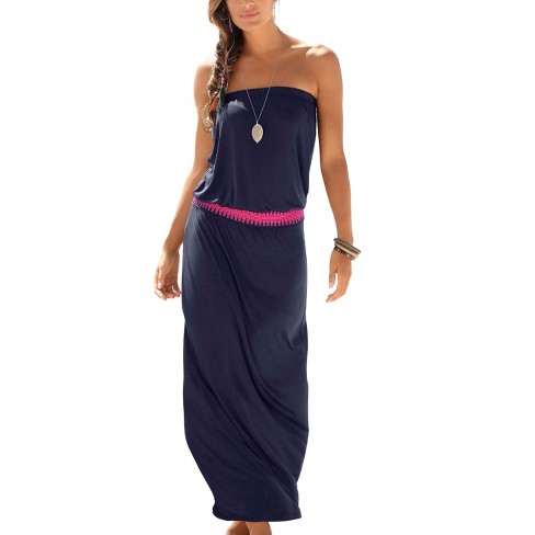 Navy bandeau maxi dress best sale