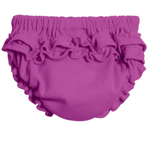 City Threads USA-Made Girls Soft Cotton Ruffle Diaper Cover | Plum - 3T