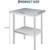 Commercial-Grade Stainless Steel Prep Table with Adjustable Undershelf, Rounded Corners & 660 lbs Load Capacity - 3 of 4