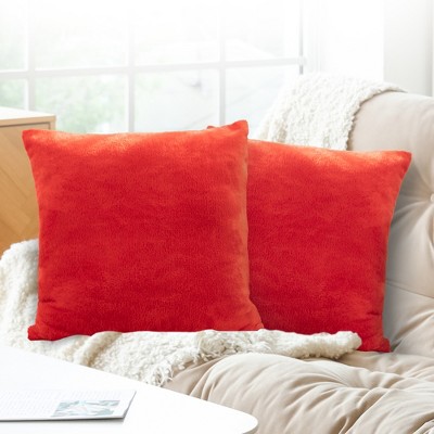 Red Arctic Velvet Square Throw Pillow Set, 18"