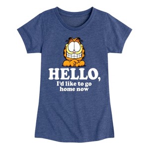 Girls' - Garfield - Hello Go Home Now Fitted Short Sleeve Graphic T-Shirt - 1 of 4