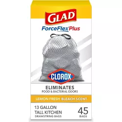 Glad ForceFlex Plus Drawstring Trash Bags - Lemon Fresh Bleach - 13 Gallon - 45ct