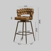 Leather Woven Bar Stool Set of 2, Legs Barstools, No Adjustable Kitchen Island Chairs, 360° Upholstered Counter Stool, Arm Chairs - 2 of 4