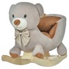 Qaba Kids Rocking Horse, Bear-Shaped Plush Ride on Horse with Sound, Wooden Base & Safety Belt for 18-36 Months, Gray - 4 of 4