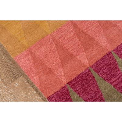 Handmade Multi Red Geometric Wool 5' x 8' Area Rug