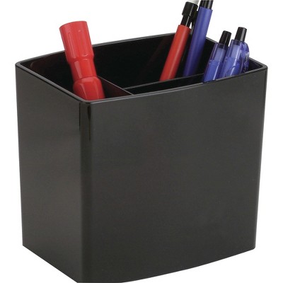 Officemate Pencil Holder Large 3 Compartments 5"x3-3/4"x4-1/2" Black 22292