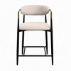 Royal Hampton 25 Inch Counter Height Chair, Beige Fabric, Black Metal Frame - 3 of 4