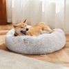 Spassway Gray Pet Bed for Indoor Dog Cat Donut Cuddler Soft Dog Beds with Anti-Slip Bottom Round Calming Fluffy Plush Faux Fur Cushion Bed for Dog - 3 of 4