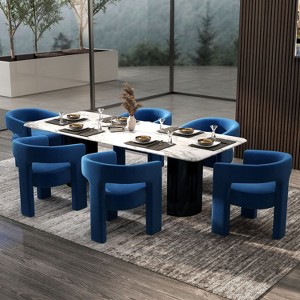 SEYNAR Modern Glam Velvet Upholstered Dining Chair, Open-Back Accent Chair Set of 6 - 1 of 4