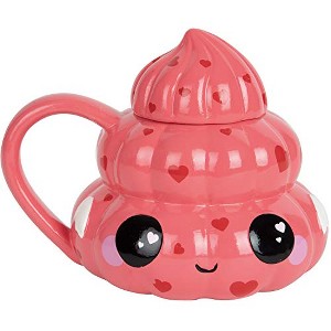 Seven20 Pink Hearts Emoji Coffee Mug 20oz - Funny Cute Poop Swirl Design with Lid - Great Romance or Valentines Day Gift for Kids and Adults - 1 of 1