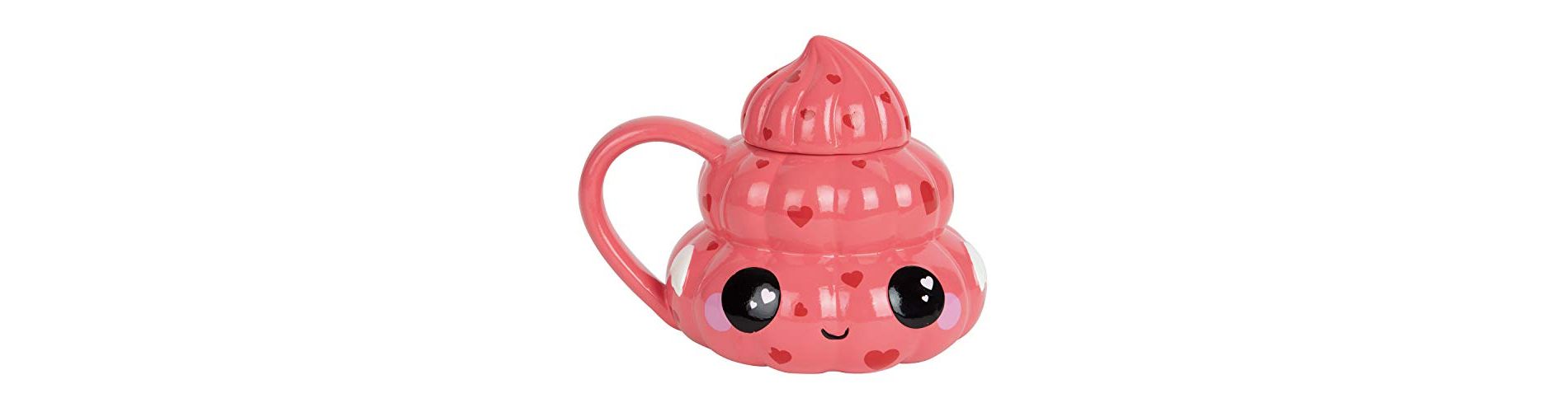 Seven20 Pink Hearts Emoji Coffee Mug 20oz - Funny Cute Poop Swirl Design with Lid - Great Romance or Valentines Day Gift for Kids and Adults