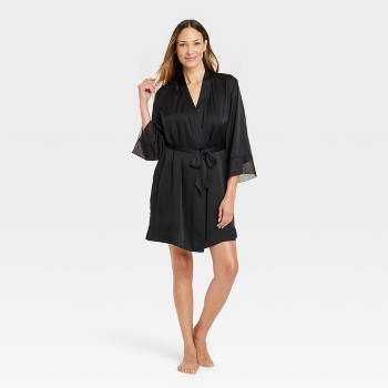 Adr Women's Satin Robe With Pockets, Belt Loops, Short, Above The