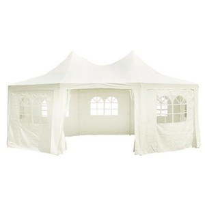 vidaXL Octagonal Party Tent - Durable and Water-Repellent Barbecue Shelter, Outdoor Canopy with Detachable Side Panels in Cream - 1 of 4