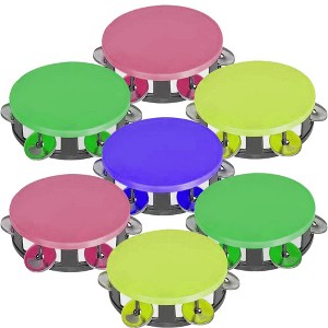 ArtCreativity Colorful Neon Tambourines Toys (Set of 12) - 1 of 4