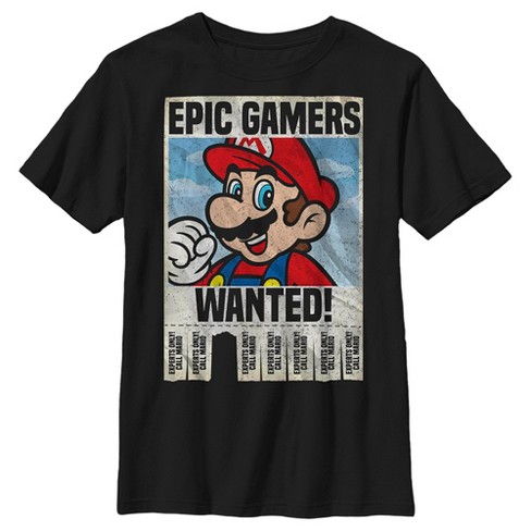 Super X Target Nintendo Black Mario - : T-shirt Epic Wanted Gamers - Boy\'s Small