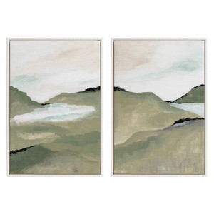 (Set of 2) 23"x33" Sylvie Beaded Emerald Alps 1 and 2 Framed Canvas Arts by Nikita Jariwala White - Kate & Laurel All Things Decor - 1 of 4