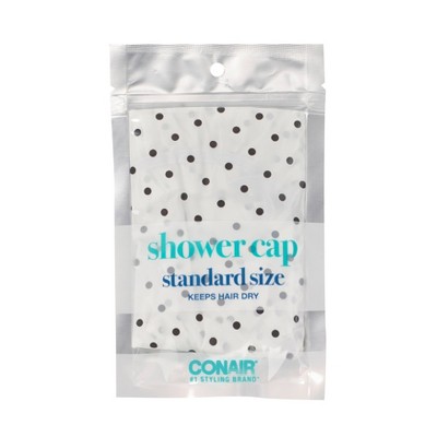 Conair Elastic Edge Standard Size Shower Cap - Polka Dot