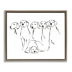 Stupell Industries Minimal Dogs Doodle Black Framed Floater Canvas Wall Art - 1 of 4
